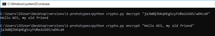 Encryption and decryption using the Python prototype