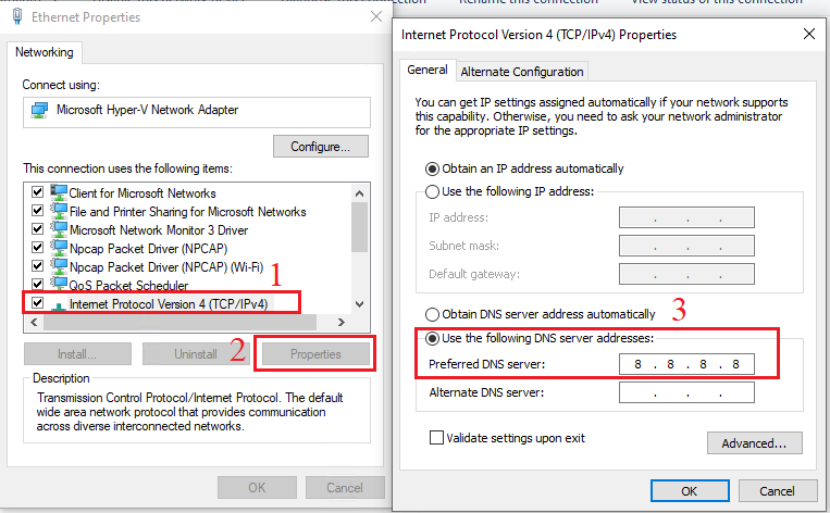 Hyper-V guest with manual DNS server