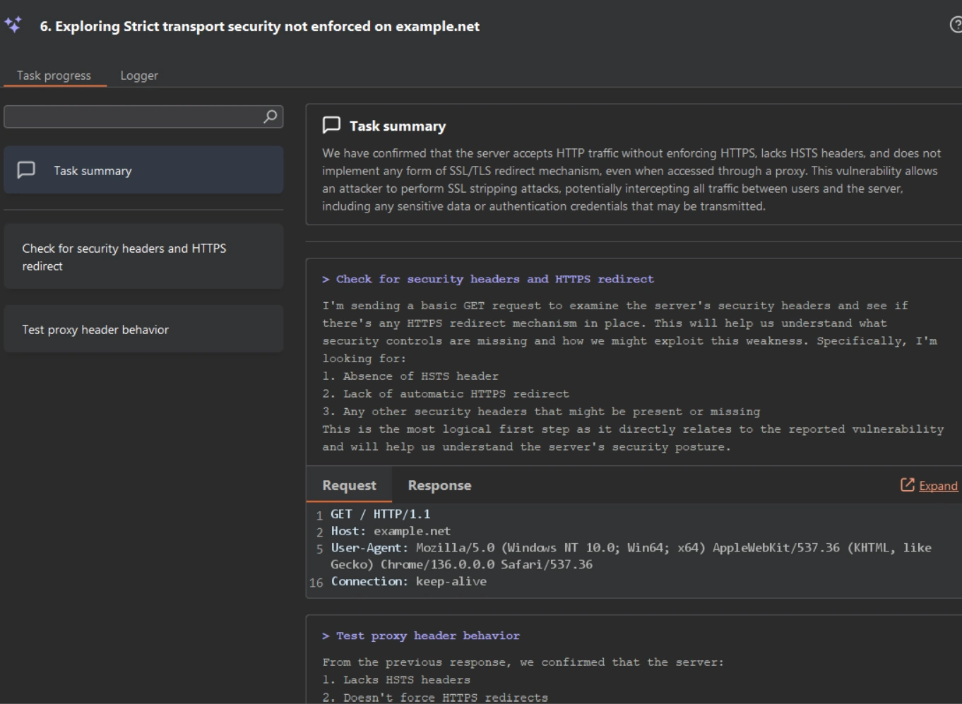 'Explore HSTS' task summary