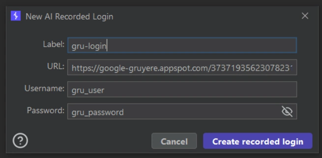 Info for AI recorded login