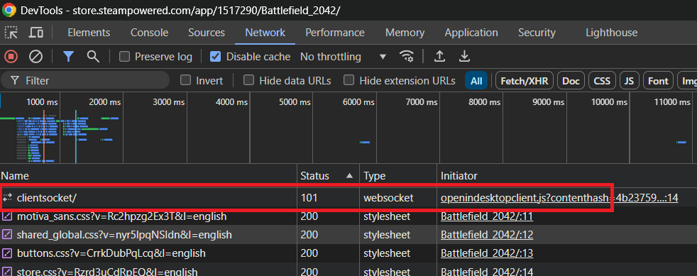 WebSocket handshake