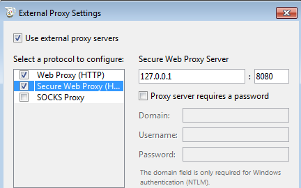 Charles external proxy settings